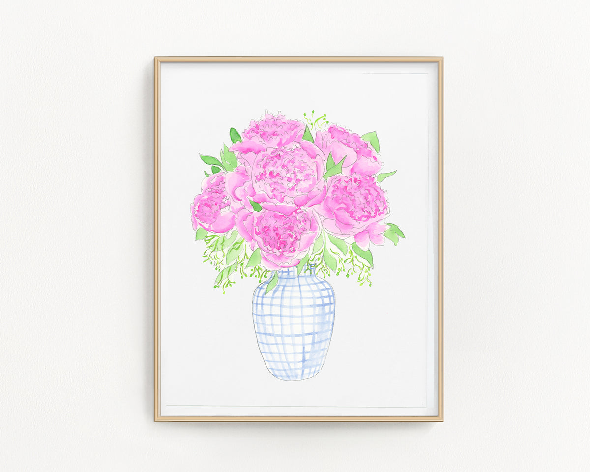 Watercolor Peonies Painting Sheet