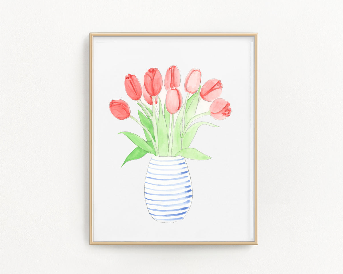Watercolor Tulips Painting Sheet