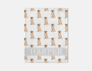 Personalized Puggle Minky Baby Blanket