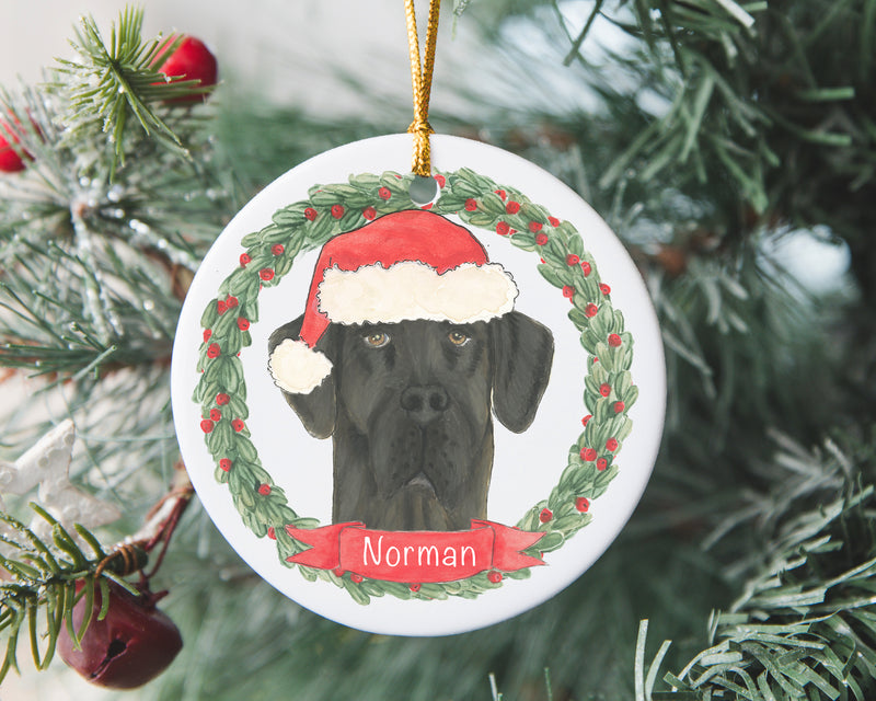 Personalized Great Dane (Black) Christmas Ornament