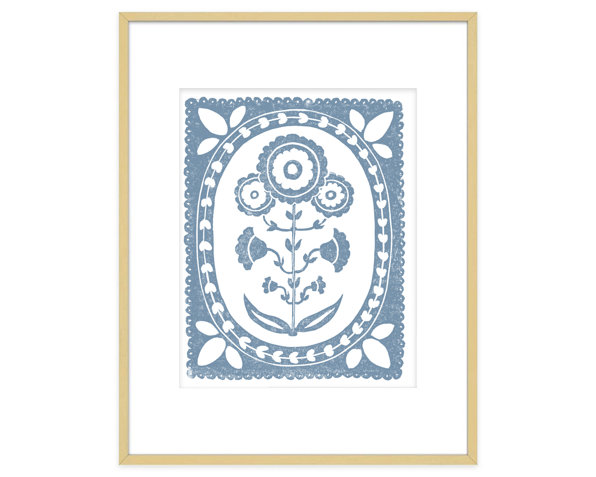 Cornflower and White Daffodil Flower Art Print Botanical Wall Decor