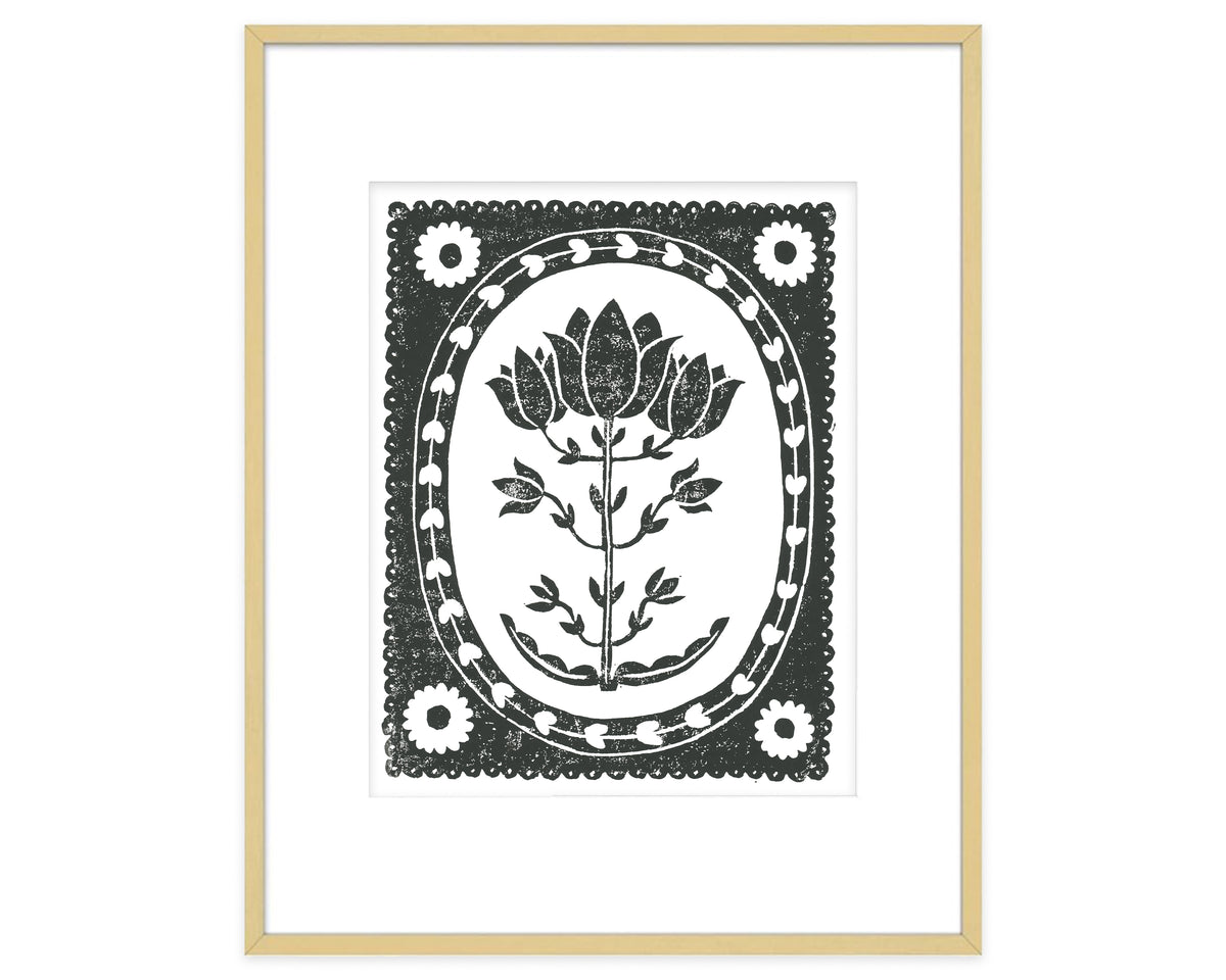 Black and White Tulip Flower Art Print Botanical Wall Decor