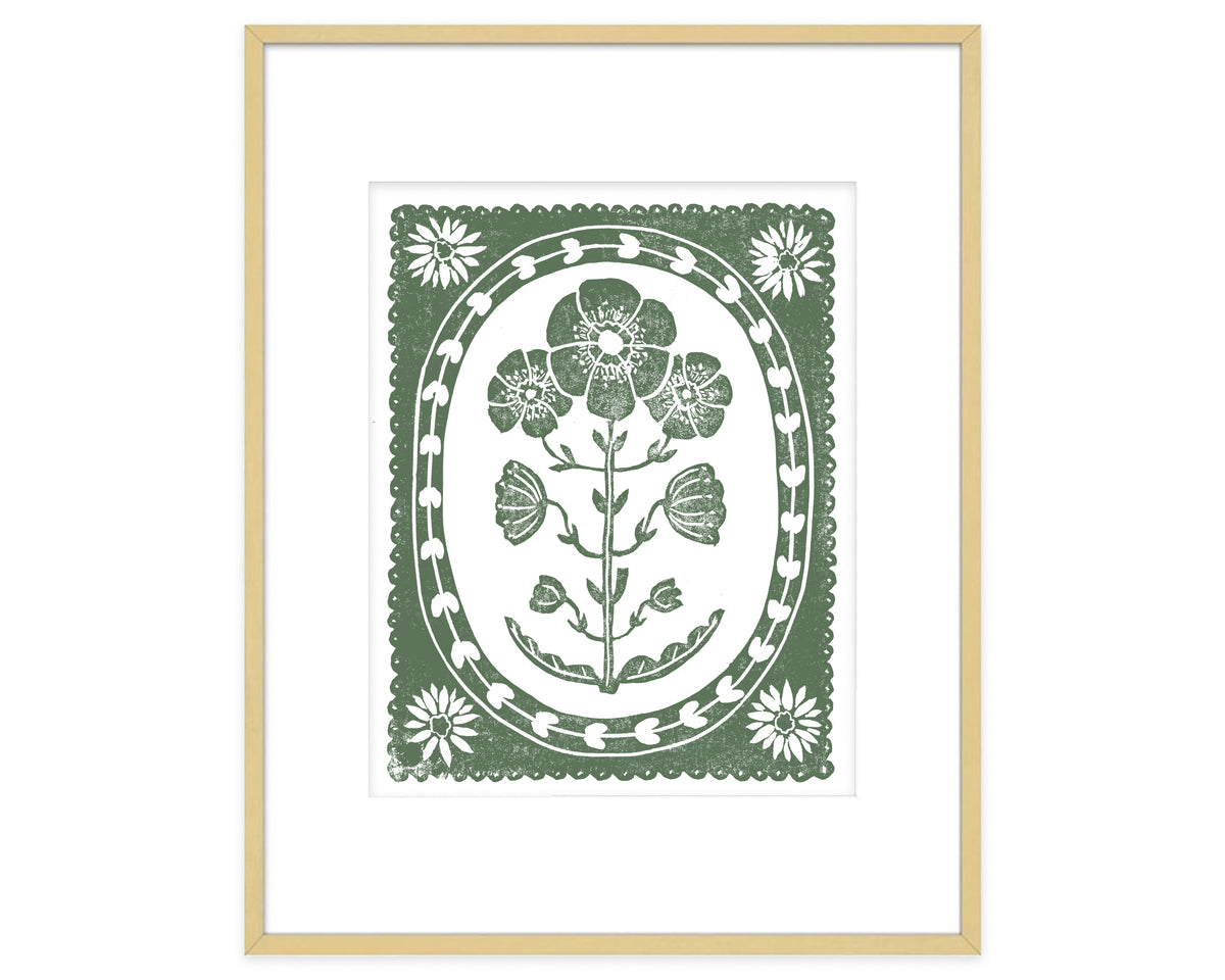 Green and White Anemone Flower Art Print Botanical Wall Decor