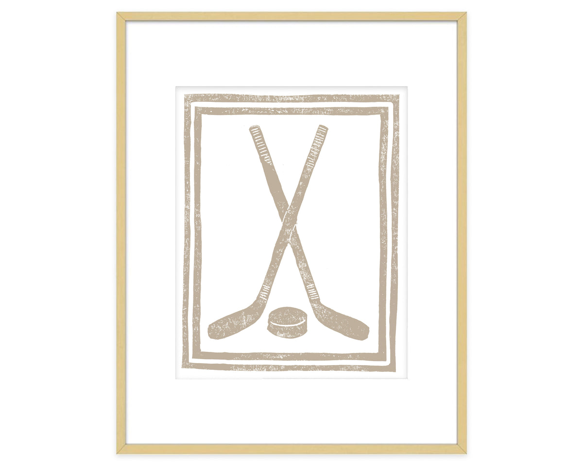 Sand Tan and White Hockey Sticks Art Print Wall Decor