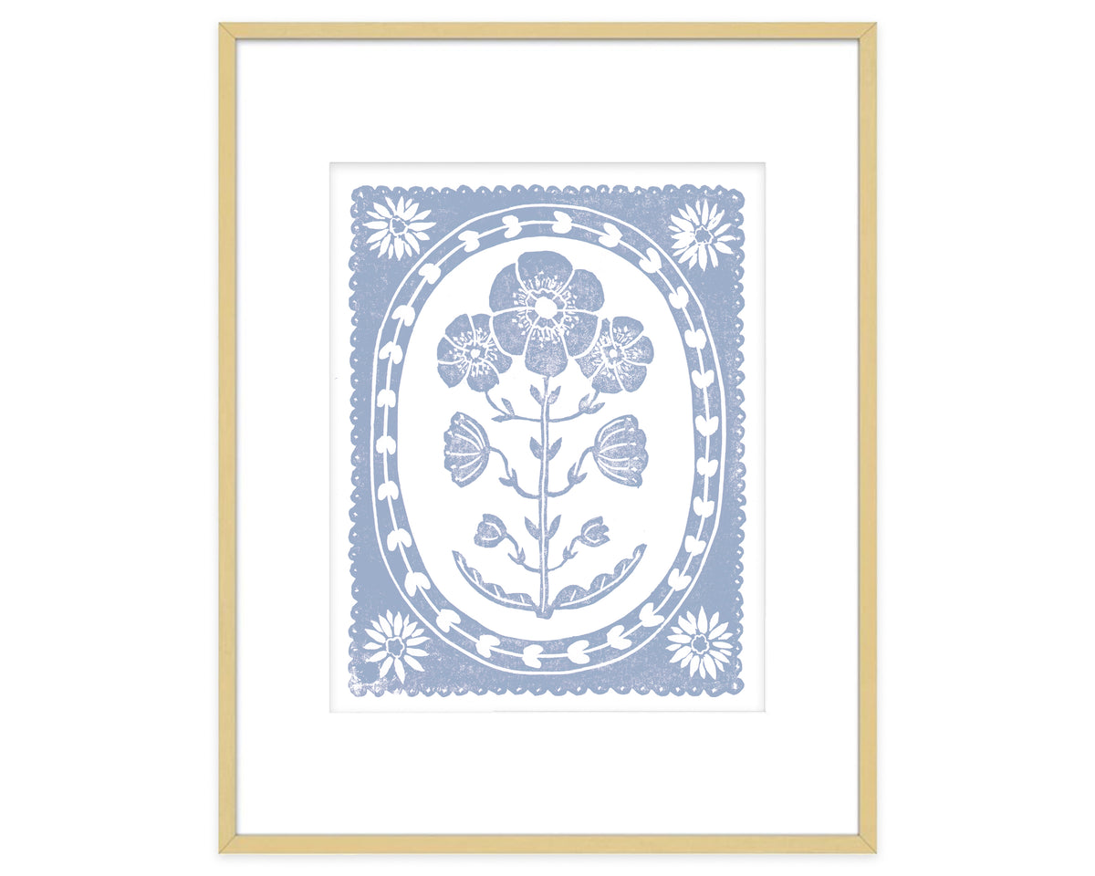 Hydrangea Blue and White Anemone Flower Art Print Botanical Wall Decor