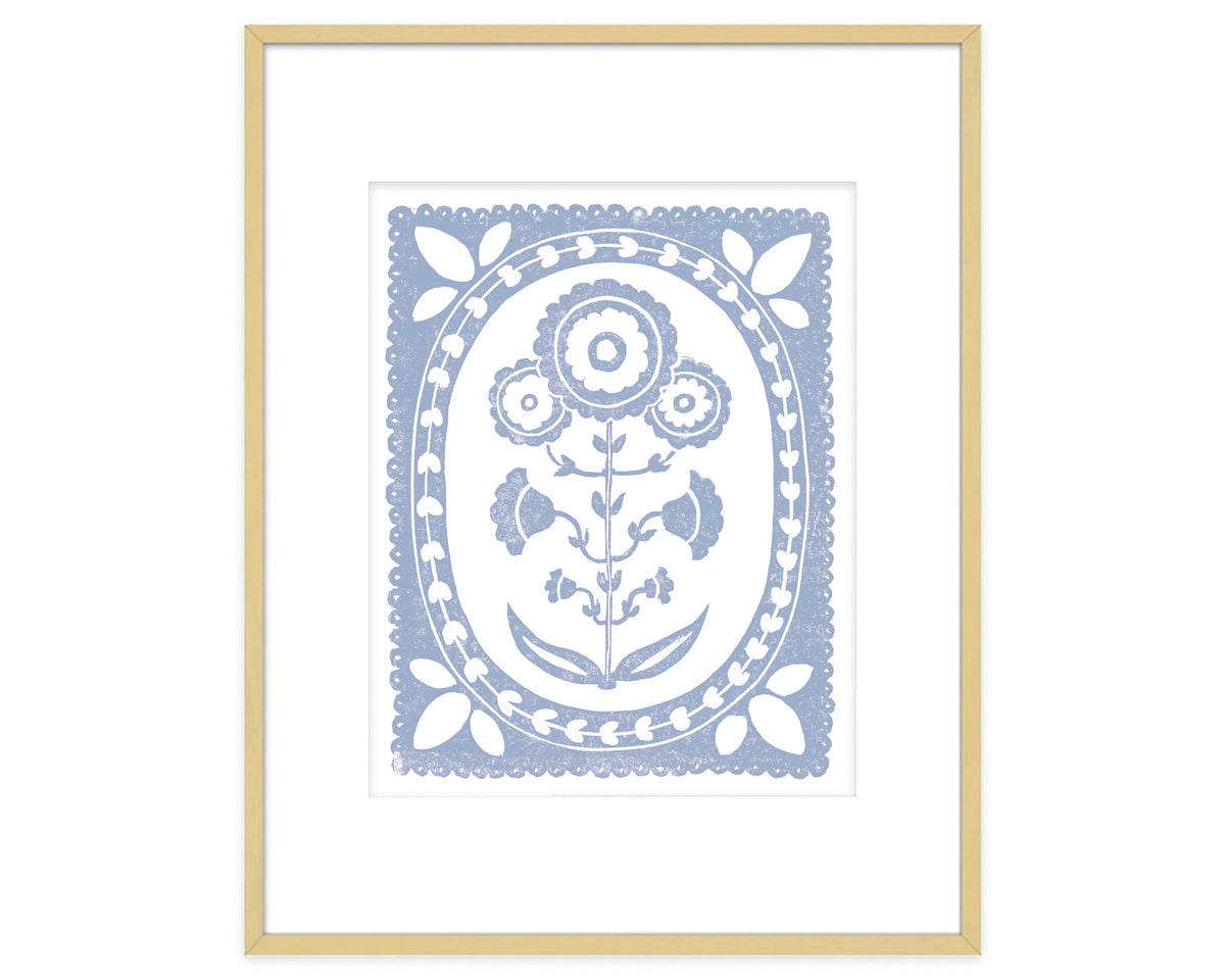Hydrangea Blue and White Daffodil Flower Art Print Botanical Wall Decor