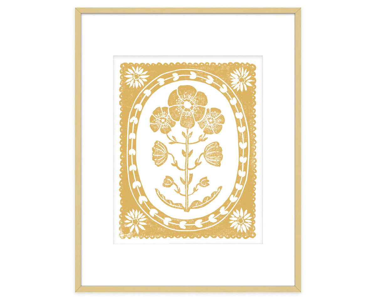 Mustard and White Anemone Flower Art Print Botanical Wall Decor
