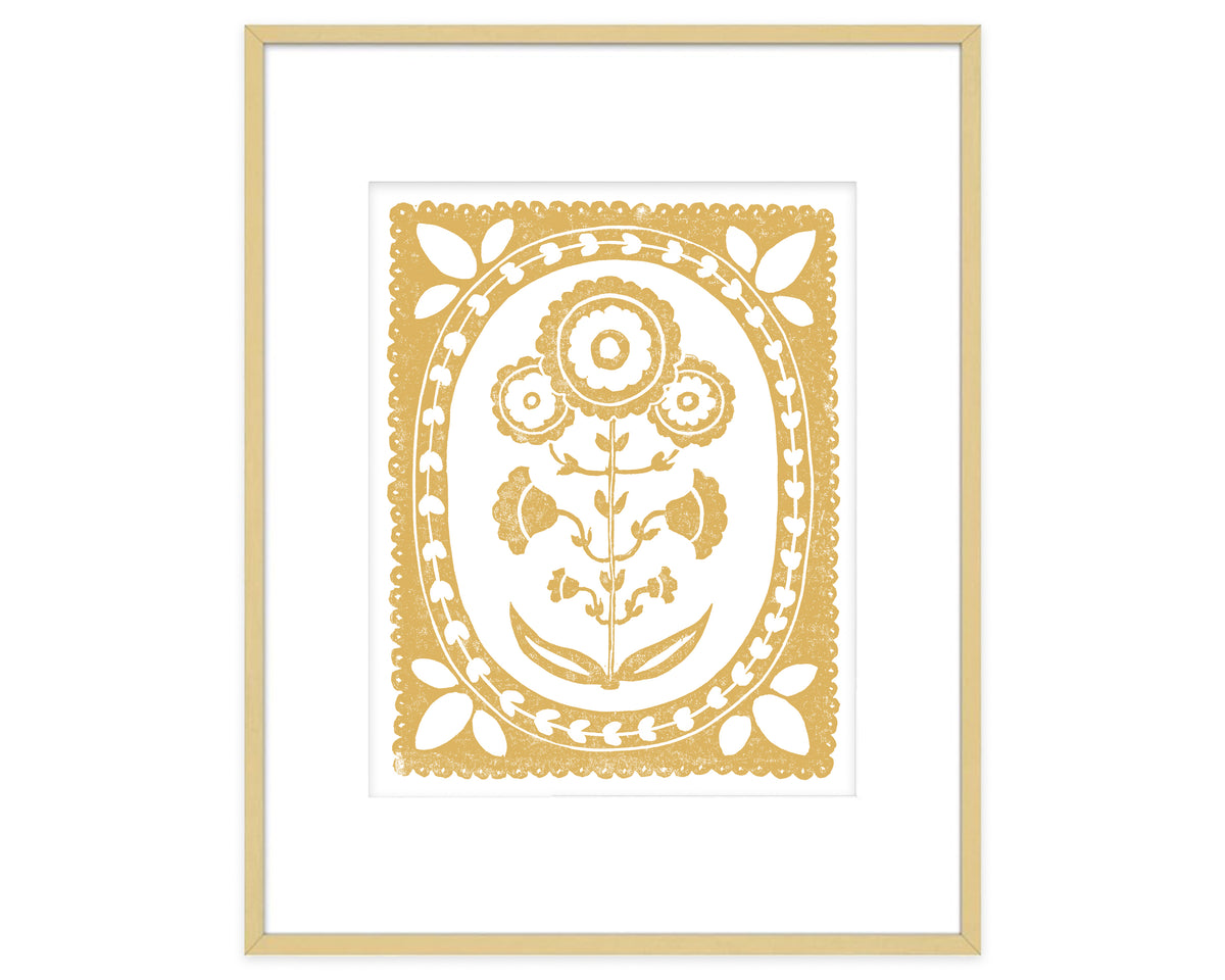 Mustard and White Daffodil Flower Art Print Botanical Wall Decor