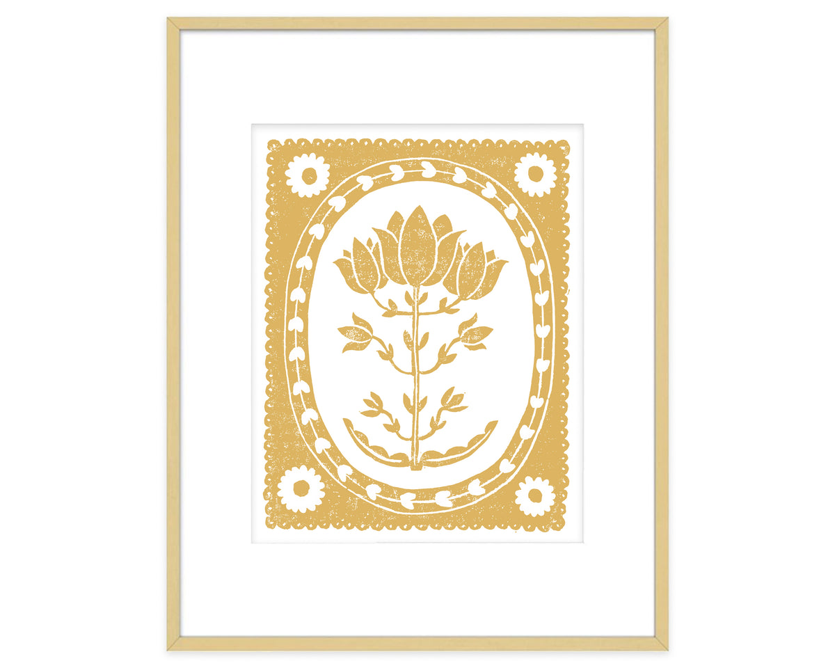 Mustard and White Tulip Flower Art Print Botanical Wall Decor