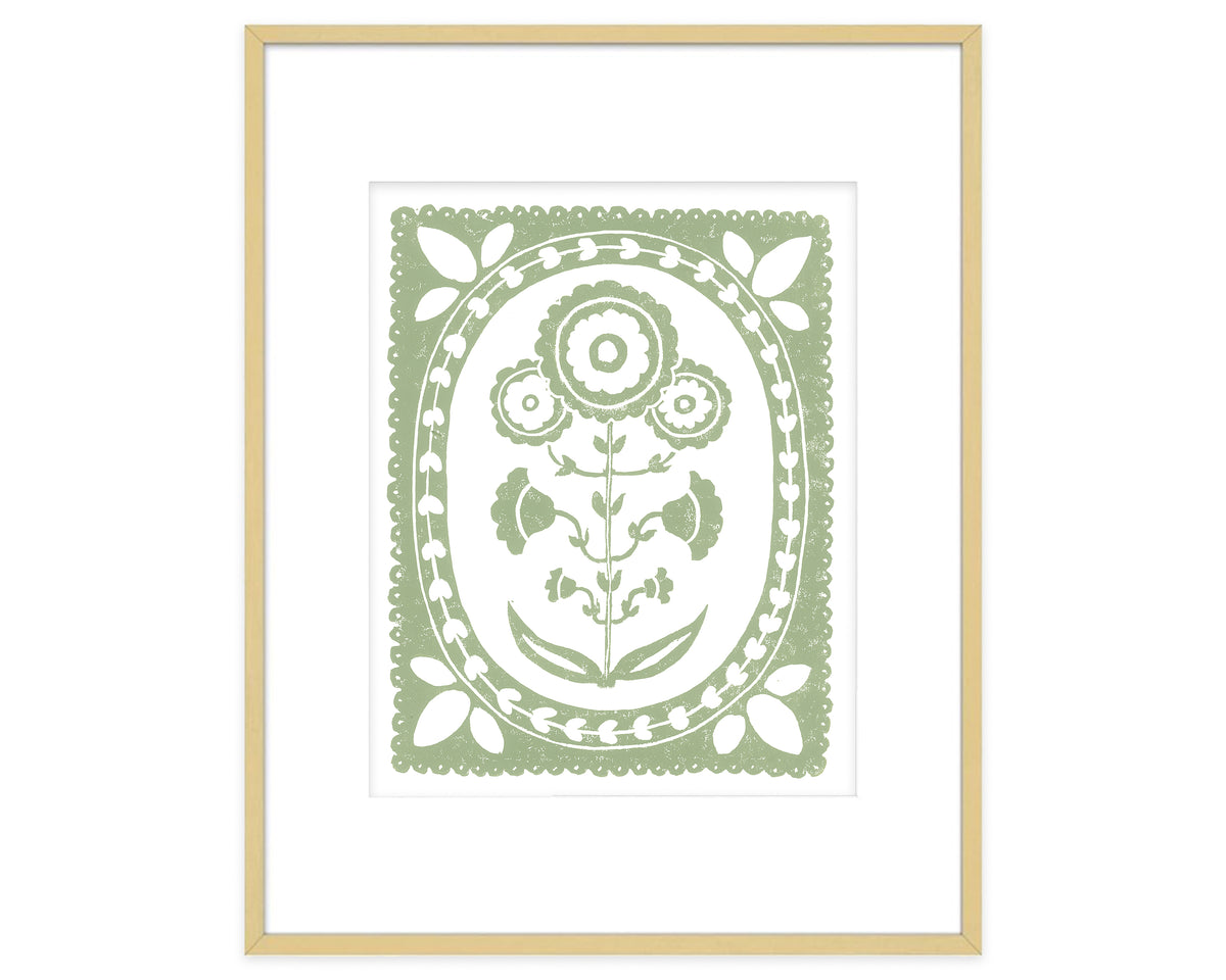 Sage Green and White Daffodil Flower Art Print Botanical Wall Decor