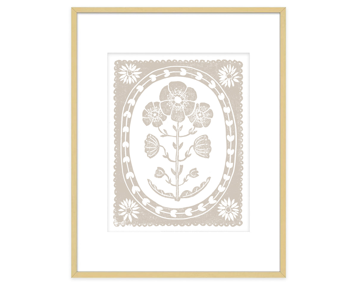 Sand and White Anemone Flower Art Print Botanical Wall Decor
