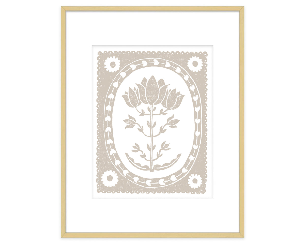 Sand and White Tulip Flower Art Print Botanical Wall Decor (Copy)