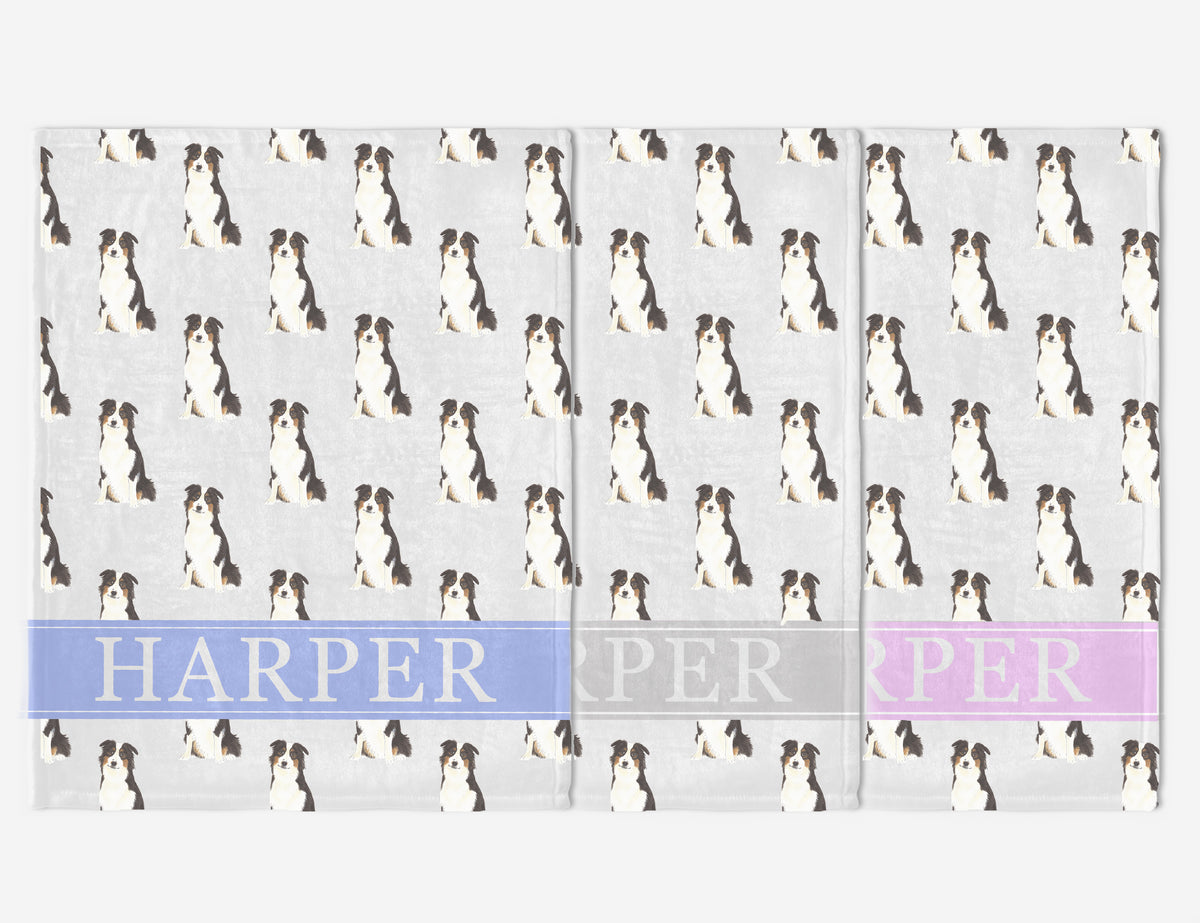 Personalized Aussie or Australian Shepherd Minky Baby Blanket