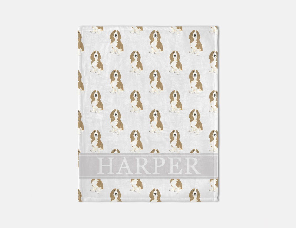 Personalized Basset Hound Minky Baby Blanket