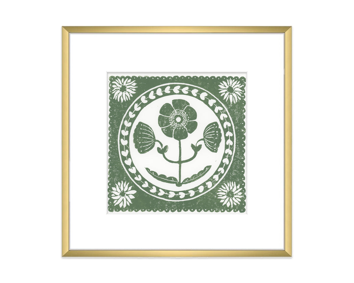 Green and White Anemone Flower Art Print Botanical Wall Decor