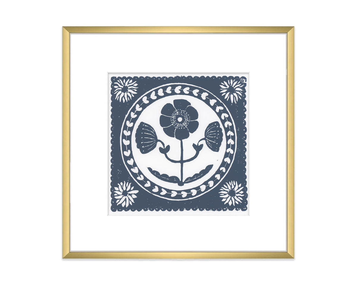 Navy Blue and White Anemone Flower Art Print Botanical Wall Decor
