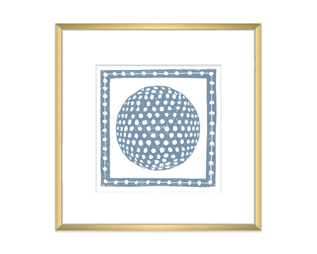 Cornflower Blue and White Golf Ball Art Print Sports Wall Decor