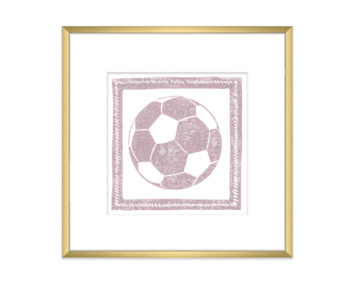 Framed artwork of a soccer ball design on a white background
