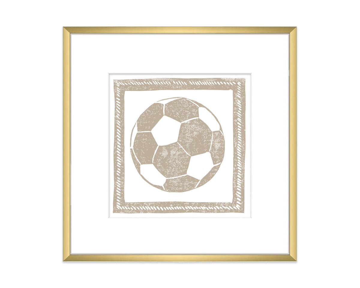 Framed artwork of a soccer ball design on a white background