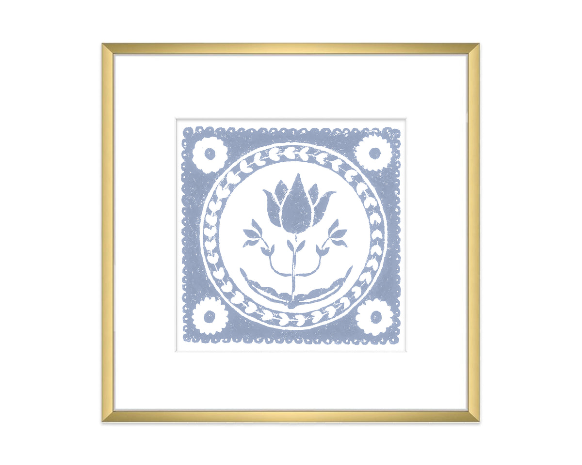 Hydrandea Blue and White Tulip Flower Art Print Botanical Wall Decor