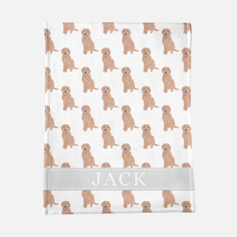 Personalized Doodle (Red Apricot Golden) Minky Baby Blanket