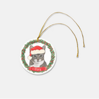 Personalized Tabby (Grey) Christmas Ornament