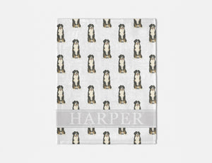 Personalized Bernese Mountain Dog Minky Baby Blanket