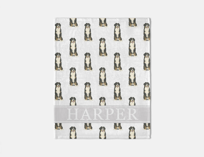 Personalized Bernese Mountain Dog Minky Baby Blanket