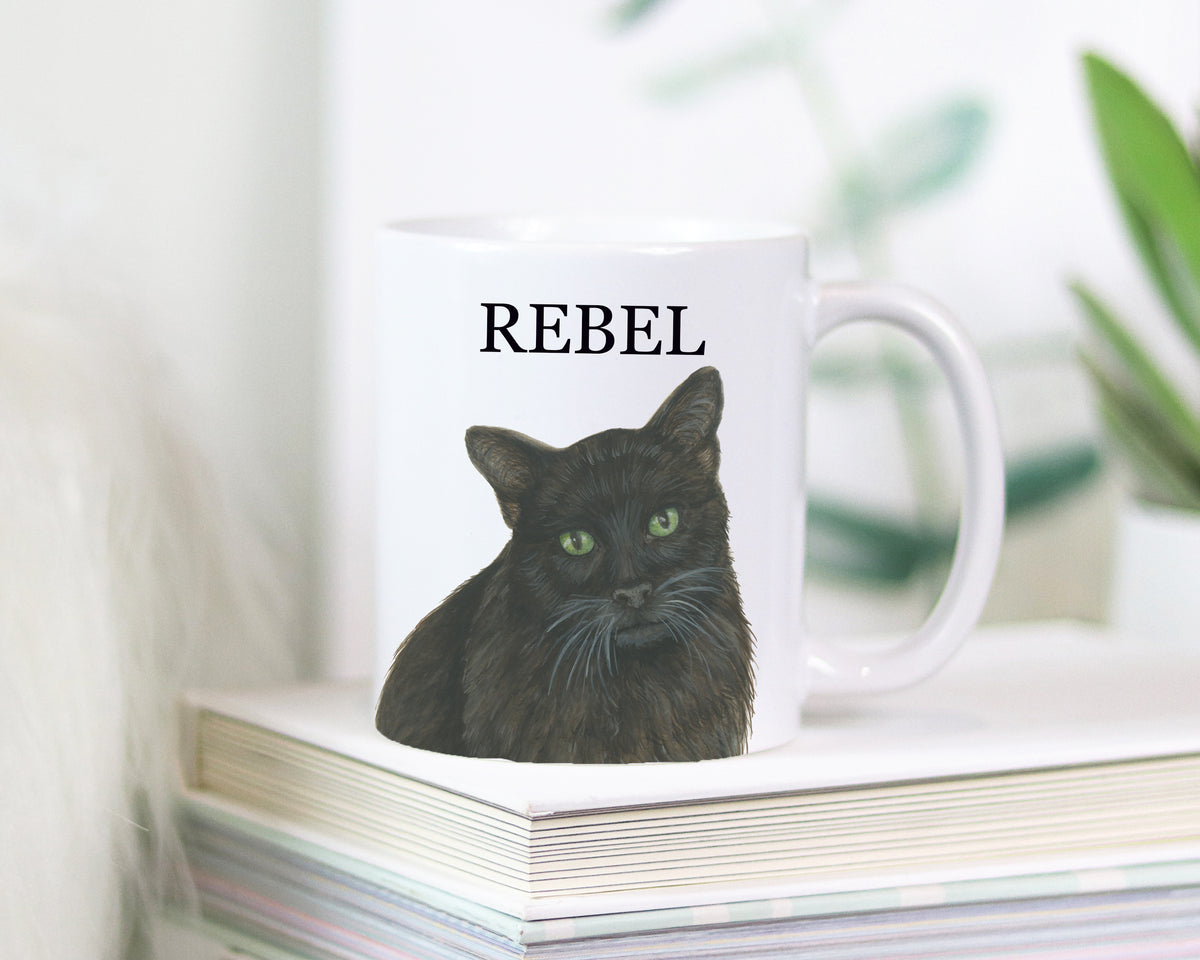 Personalized Black Cat Ceramic Mug