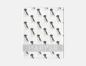 Personalized German Shorthaired Pointer (Black & White) Dog Minky Baby Blanket