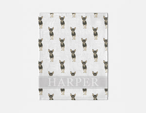 Personalized Chihuahua (Short Haired, Black & Tan) Minky Baby Blanket
