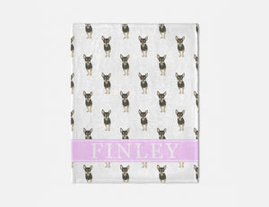 Personalized Chihuahua (Short Haired, Black & Tan) Minky Baby Blanket