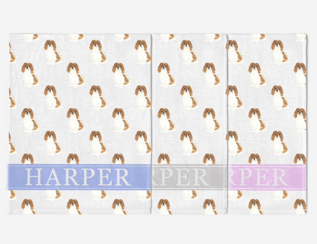 Personalized Cavalier King Charles Spaniel (Blenheim) Minky Baby Blanket