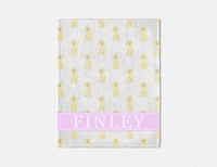 Personalized Poodle (Blonde) Minky Baby Blanket