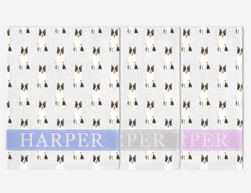 Personalized Border Collie Minky Baby Blanket