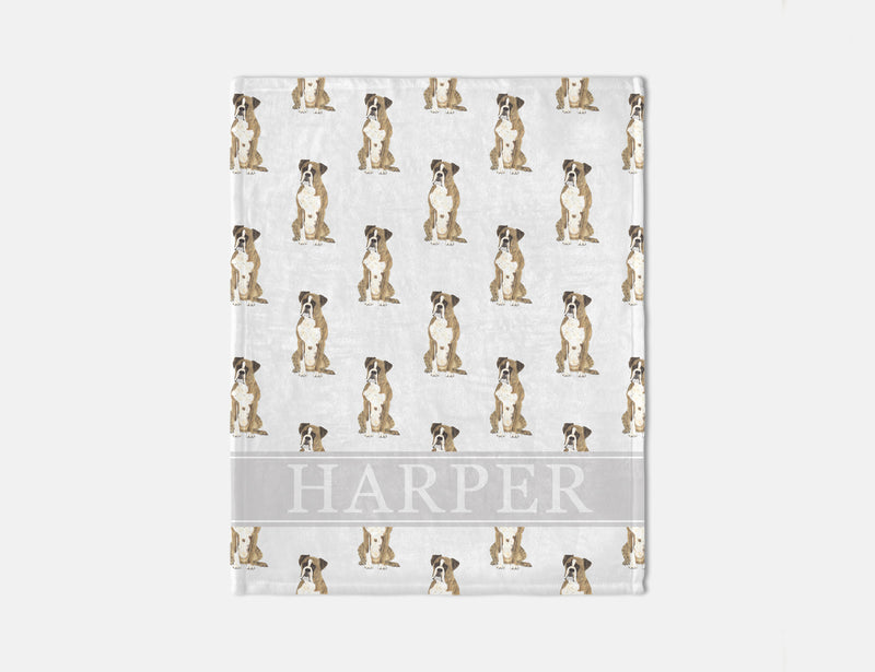 Personalized Boxer (Brindle) Minky Baby Blanket