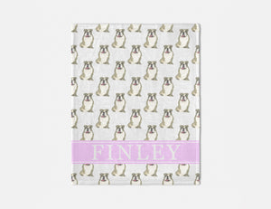 Personalized English Bulldog (Brindle and White) Minky Baby Blanket