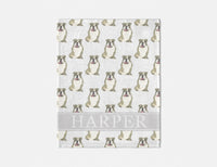 Personalized English Bulldog (Brindle and White) Minky Baby Blanket