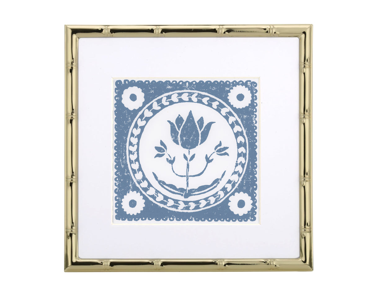 Framed artwork with floral design on a white background