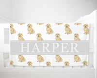 Personalized Dachshund (Long Haired, Cream) Minky Baby Blanket