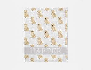 Personalized Dachshund (Long Haired, Cream) Minky Baby Blanket