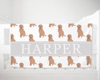 Personalized Doodle (Red Apricot Golden) Minky Baby Blanket