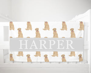 Personalized Labrador (Dudley) Dog Minky Baby Blanket