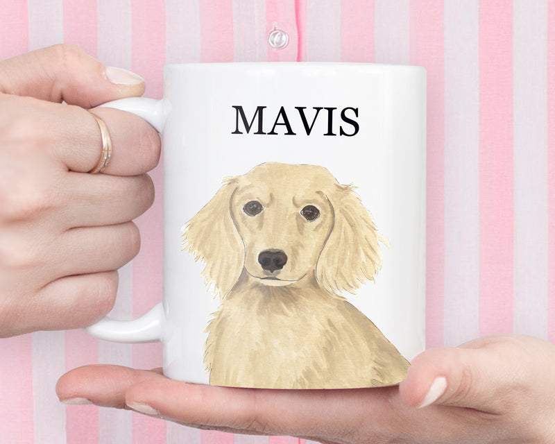 Personalized Dachshund (Long Haired, Cream) Ceramic Mug
