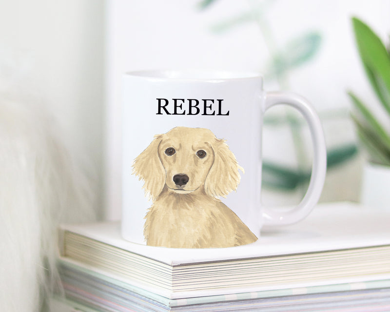 Personalized Dachshund (Long Haired, Cream) Ceramic Mug
