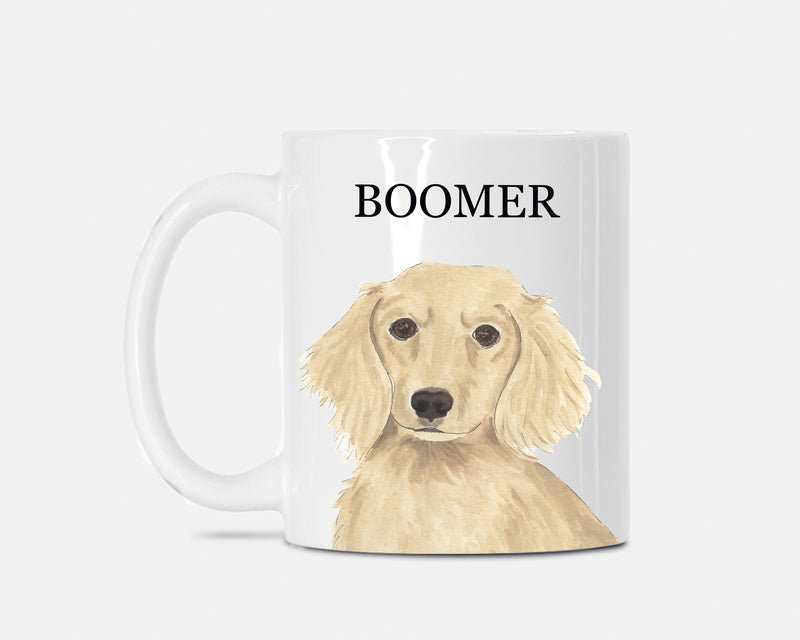 Personalized Dachshund (Long Haired, Cream) Ceramic Mug