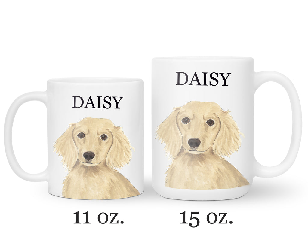 Personalized Dachshund (Long Haired, Cream) Ceramic Mug