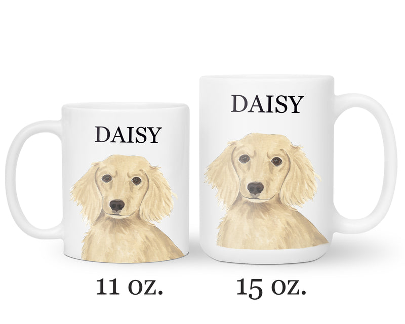 Personalized Dachshund (Long Haired, Cream) Ceramic Mug