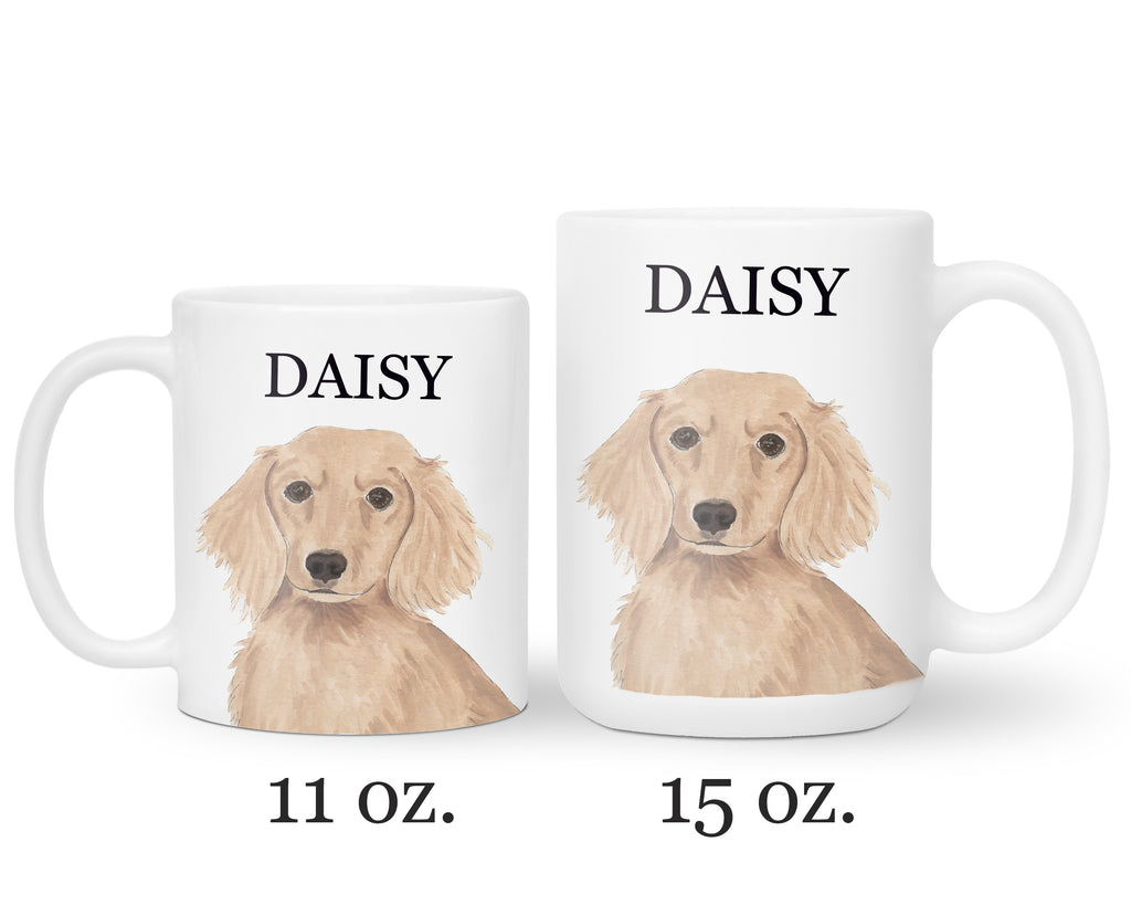 Personalized Dachshund (Long Haired, Red) Ceramic Mug