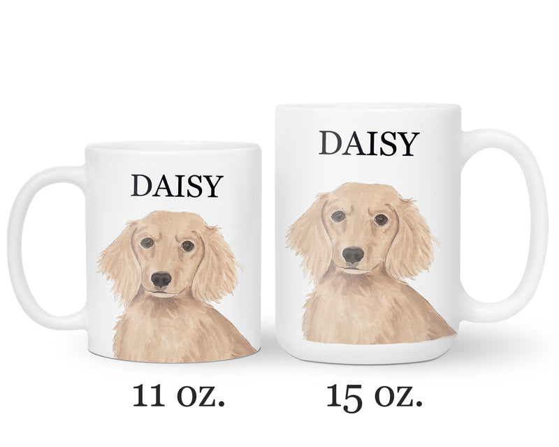Personalized Dachshund (Long Haired, Red) Ceramic Mug
